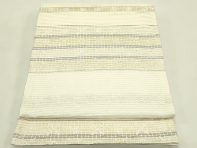 平和屋着物＊夏物　六通柄袋帯　横段文　金銀糸　正絹　逸品　CABH5843rv
