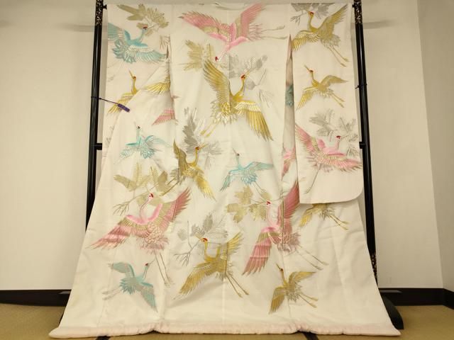 平和屋本店●夏物　色打掛　和装　婚礼　結婚式　花嫁　神社挙式　総刺繍　飛鶴枝葉文　金銀糸　逸品　AABJ2646fw