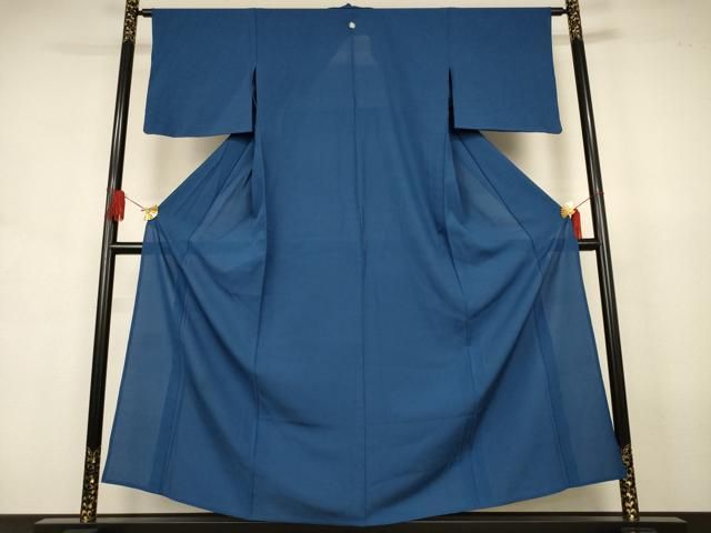 平和屋着物＊夏物　色無地　絽　青藍色　正絹　逸品　AABJ6464jd