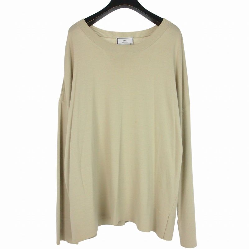アミ アレクサンドル マテュッシ ami alexandre mattiussi SS19 オーバーサイズニット ハイゲージクルーネック コットンニット M ベージュ E19K002