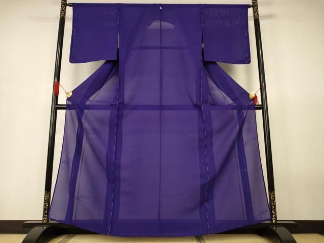 平和屋着物＊夏物　色無地　絽　渦紋紗　深紫色　正絹　逸品　未使用　AABJ6480jd