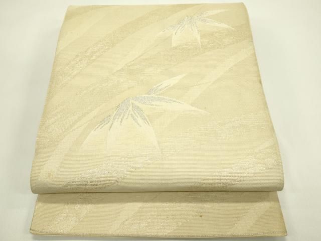 平和屋着物＊夏物　六通柄袋帯　笹竹文　銀糸　正絹　逸品　CABH5699rv