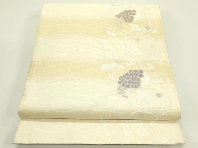 平和屋着物▽六通柄袋帯　スリーシーズン　春夏秋　唐織　葡萄唐草文　正絹　逸品　CABH5701rv