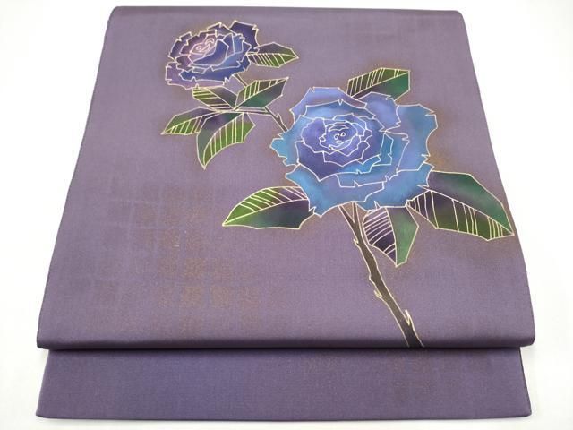 平和屋着物●太鼓柄袋帯　薔薇　金彩　正絹　逸品　CABH5052hy