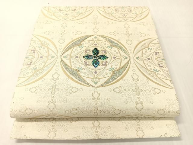 平和屋着物●螺鈿　袋帯　夢・みやび　銀糸　正絹　逸品　CABH4615vp