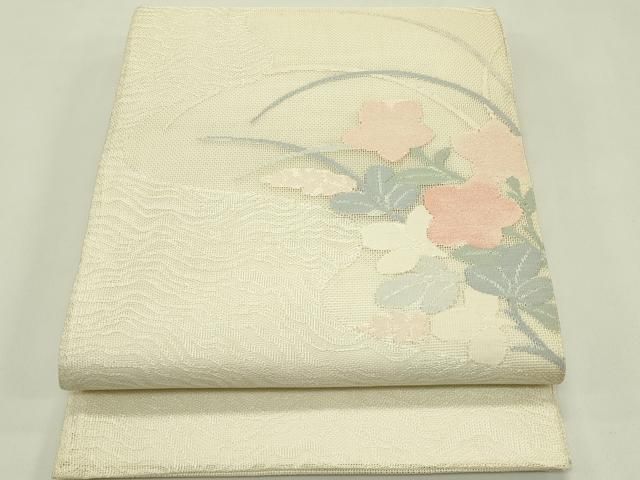 平和屋着物＊夏物　太鼓柄袋帯　桔梗　萩　正絹　逸品　CABH5741rv