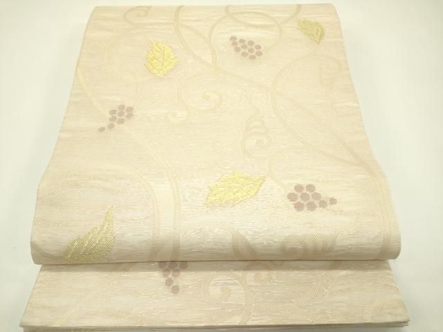 平和屋着物＊夏物　六通柄袋帯　葡萄唐草文　金糸　正絹　逸品　CABH5754rv