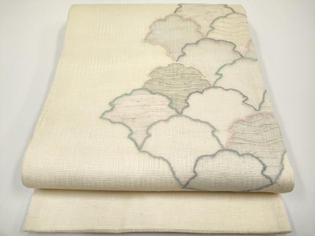 平和屋着物＊夏物　太鼓柄袋帯　すくい織　雪輪重ね文　銀糸　正絹　逸品　CABH6179tx