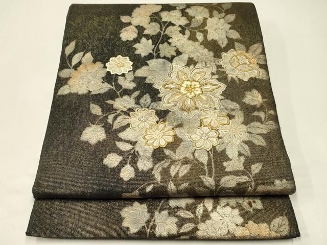 平和屋着物＊夏物　六通柄袋帯　刺繍　草花文　金銀彩　正絹　逸品　CABH5789rv 25,480円