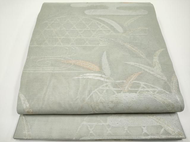 平和屋着物＊夏物　六通柄袋帯　籬エ霞草木文　金糸　正絹　逸品　CABH6219tx