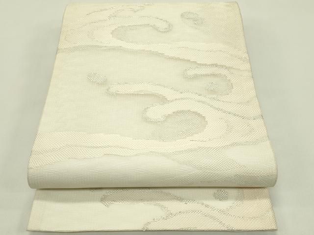 平和屋着物＊夏物　六通柄袋帯　立波文　銀糸　正絹　逸品　CABH5678rv