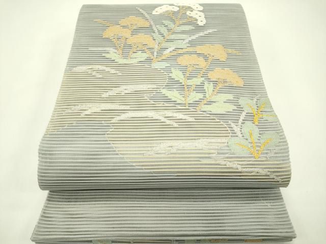 平和屋着物＊夏物　太鼓柄袋帯　絽綴れ　女郎花　金銀糸　正絹　逸品　CABH5679rv