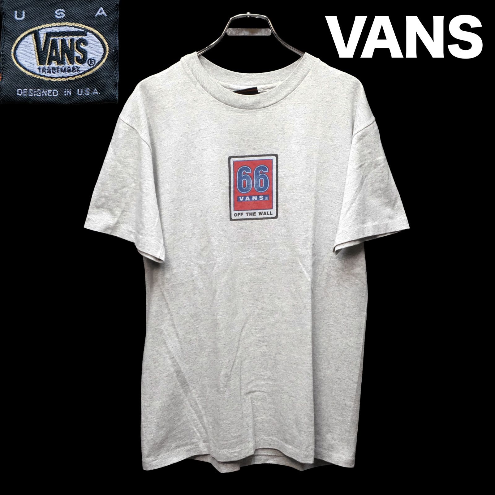 Vans Tシャツ　90年代　ヴィンテージ　フルプリント 90's VANS 両面プリント 半袖Tシャツ グレー シングルステッチ