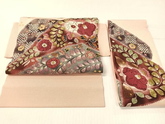 平和屋着物●つけ帯　手描き　絞り　辻が花　鬼しぼ縮緬　正絹　逸品　CABG1964vp