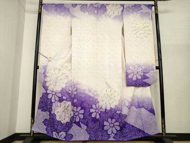 平和屋着物●豪華振袖　総絞り　駒刺繍　舞花文　暈し染め　やまと誂製　正絹　逸品　AABI8808ck