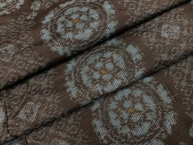 平和屋着物●アンティーク大島　本場大島紬　割り込み絣　花丸文　正絹　逸品　AABI8618ph