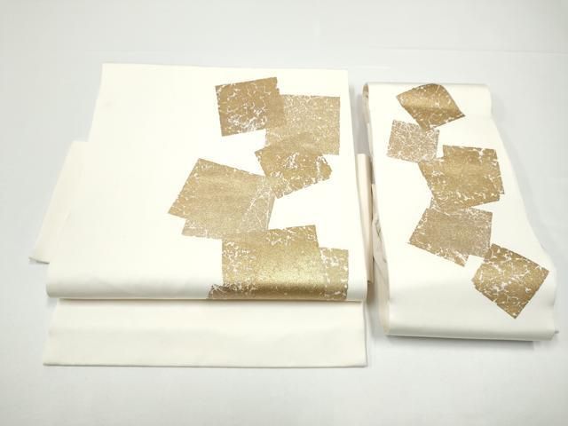 平和屋着物●塩瀬　つけ帯　色紙重ね文　金彩　正絹　逸品　CABG6278hy 24,674円