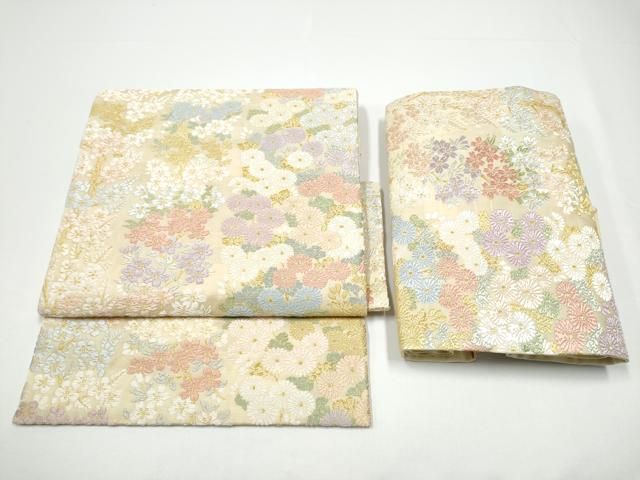 平和屋着物●つけ帯　唐織　流水小花文　金糸　正絹　逸品　CABG6279hy