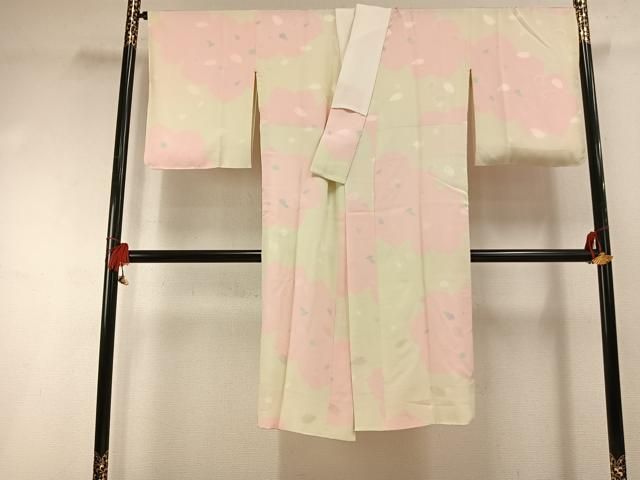 平和屋着物●長襦袢　袷　舞桜文　正絹　逸品　AABI1802fy