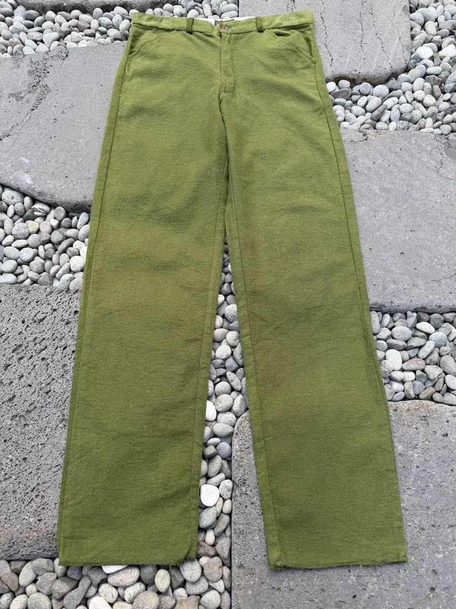 90s HSF OLIVE GREEN HAIRY WOOL ヘアリーウール ワークパンツ