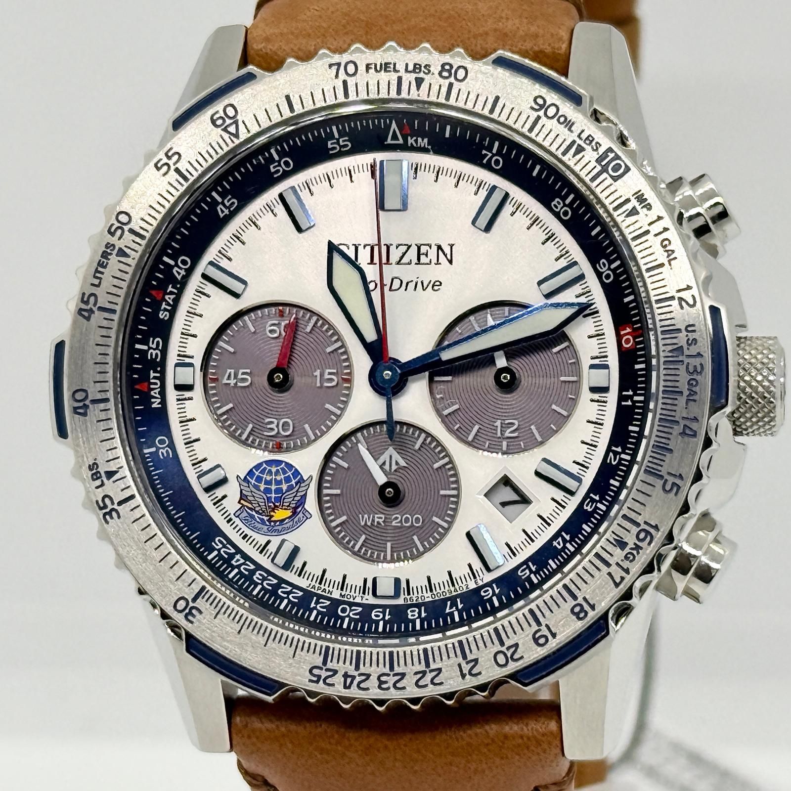 CITIZEN シチズン ブルーインパルス B620-00CWF06 ホワイト エコドライブ電波時計 メンズ 腕時計 稼働品