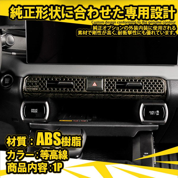 新型 RAV4 60系 専用 センターエアコン吹出し口パネル コンター線柄 1P