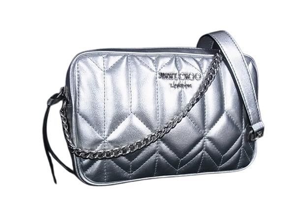 JIMMY CHOO ジミーチュウ ショルダーバッグ Diondra ディオンドラ カメラバッグ シルバー系 レザー レディース クロスボディバッグ 美品