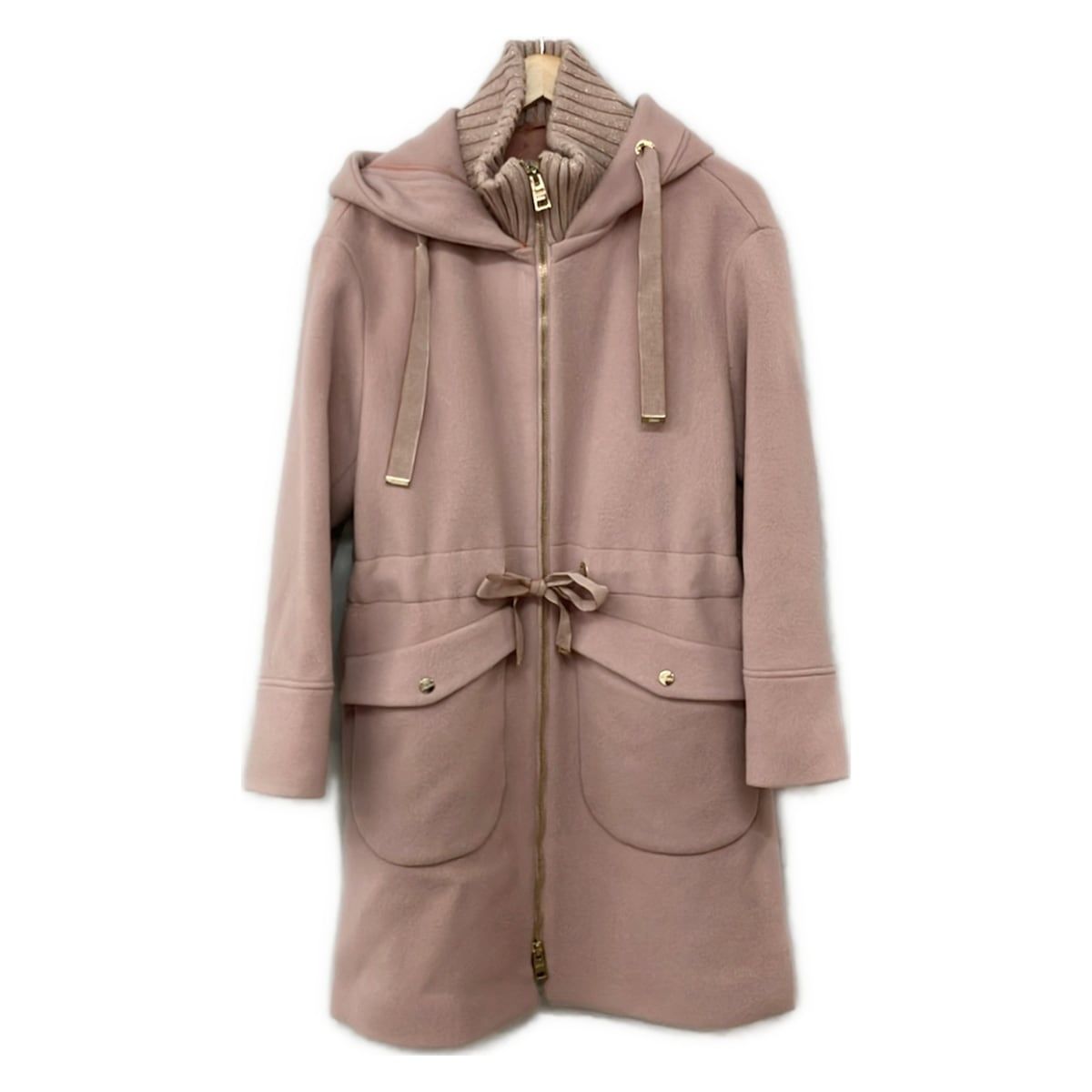 HERNO(ヘルノ) コート サイズ44 L レディース美品 - ピンク 長袖/ラメ/リブ襟/ジップアップ/冬