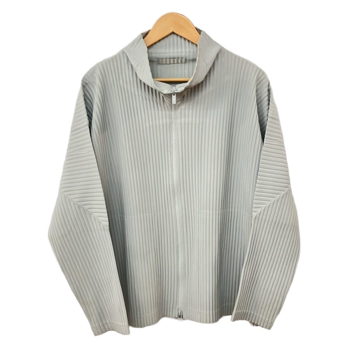 HOMME PLISSE ISSEY MIYAKE(オム プリッセ イッセイ ミヤケ) ブルゾン サイズ2 M レディース美品 - ライトグレー 長袖/プリーツ/春/秋