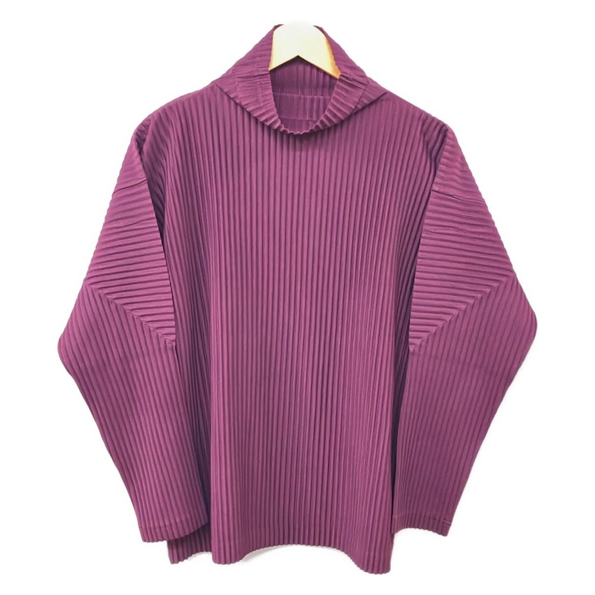 HOMME PLISSE ISSEY MIYAKE(オム プリッセ イッセイ ミヤケ) 長袖カットソー サイズ2 M レディース - ボルドー ハイネック/プリーツ