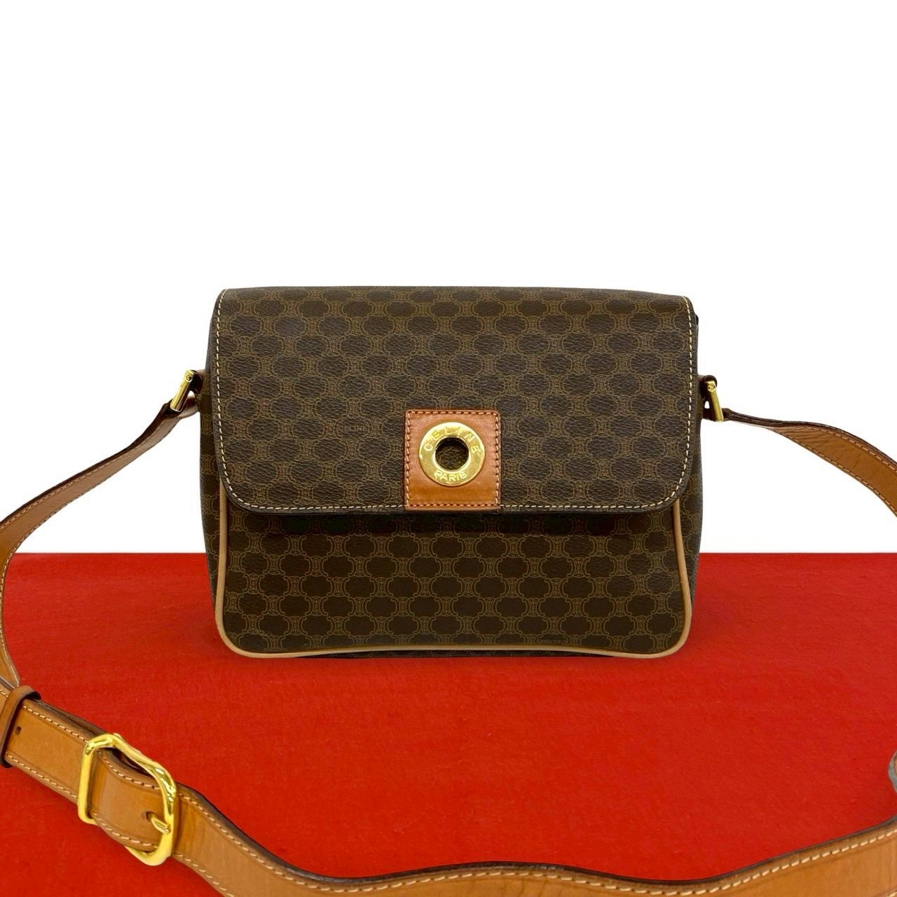 極 美品 CELINE セリーヌ マカダム ブラゾン トリオンフ ロゴ 柄