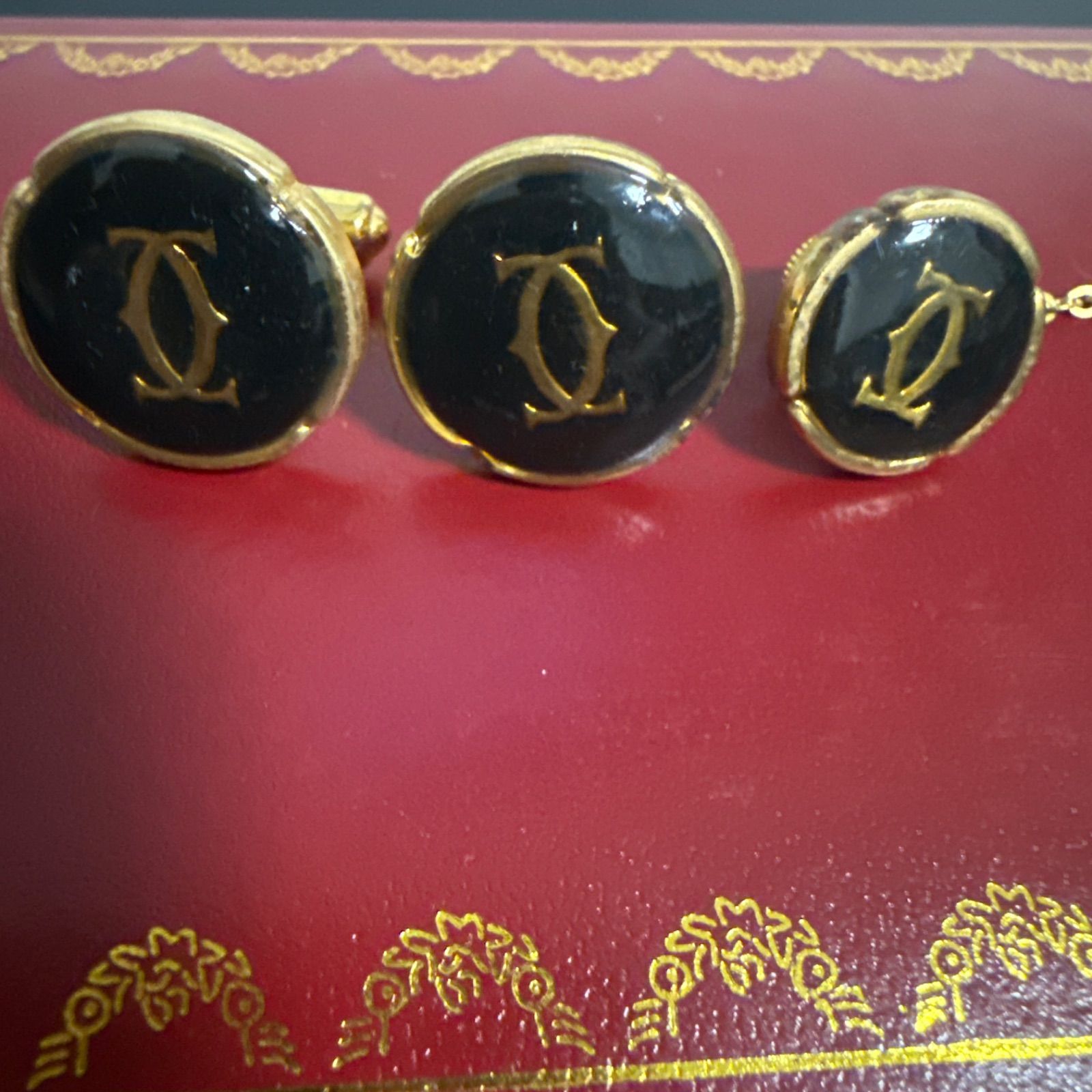 Cartier カルティエ　must de Cartier カフス&タイタックセット　ビンテージ　ゴールド/ブラック