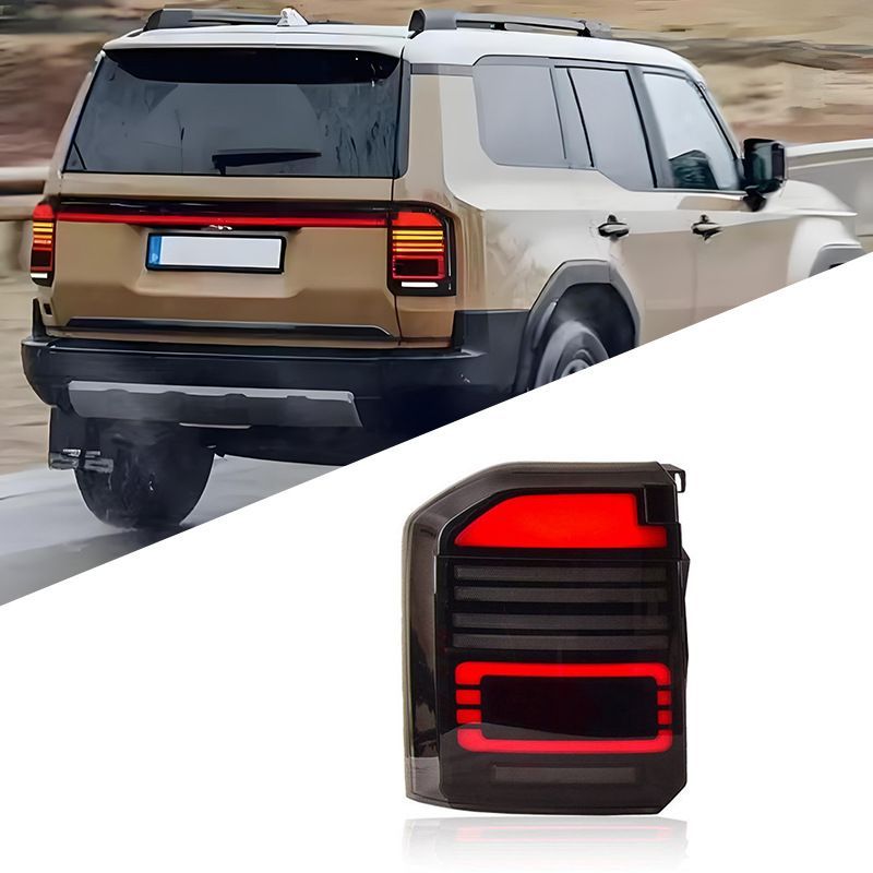 トヨタ Toyota ランドクルーザー250 Land Cruiser 250 LC250用 LEDテールランプ 左右セット レッド スモーク ABS製 一文字ライン発光 LEDポジション 流れるウインカー リアライト 視認性アップ 外装ドレスアップ 送料無料