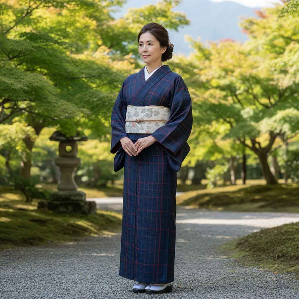 紬アンサンブル 羽織(コート）丈100cm 身丈177cm 裄69cm 前幅28cm 後幅