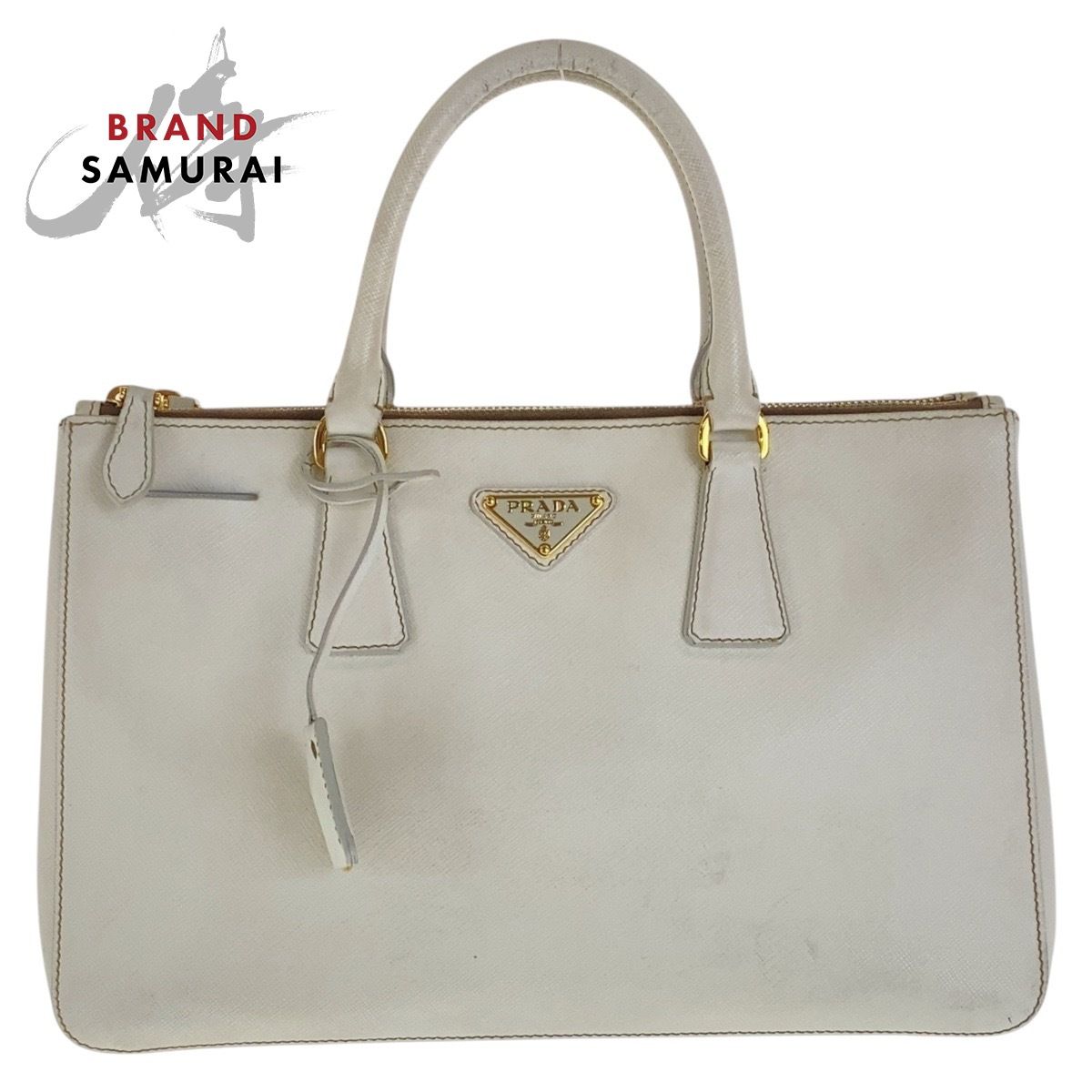 PRADA プラダ サフィアーノ ガレリア ホワイト ゴールド金具 レザー 