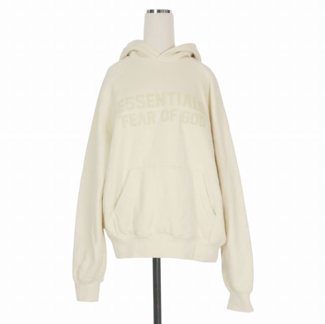 エッセンシャルズ essential+s Fear of God ロゴプリントパーカー フーディ 長袖 XS ベージュ RN#090233