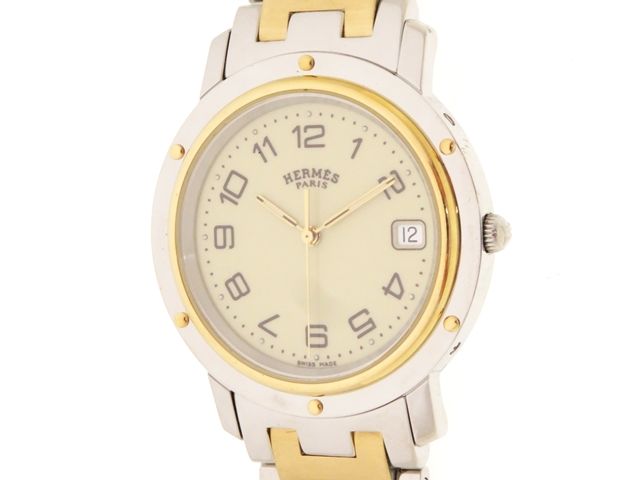 HERMES エルメス ウォッチ クリッパーコンビ 時計 CL6.720 腕時計 ステンレス イエロー クオーツ メンズ【中古】【437】