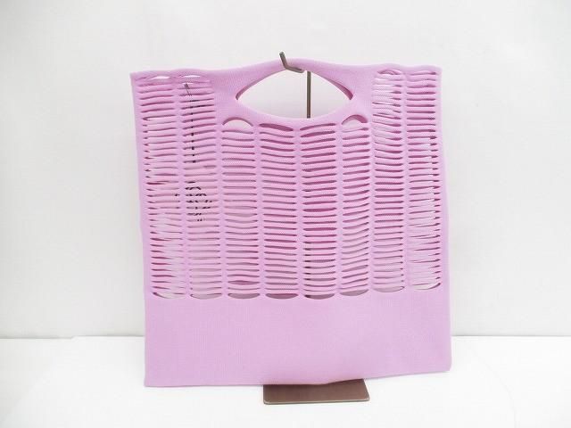 美品 イッセイミヤケ ISSEY MIYAKE GOOD GOODS モッコ ポリエステル×ナイロン ハンドバッグ トート パープル 紫 レディース