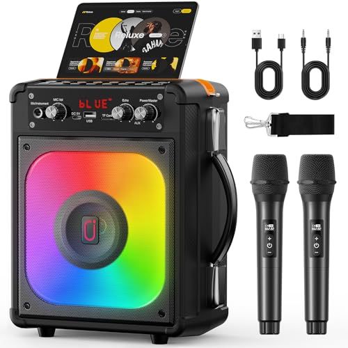 カラオケスピーカー ワイヤレスマイク2本付き ポータブルBluetooth対応 家庭用カラオケ機器 PAスピーカー TWS／USB／TF／録音／AUX／テレビ接続 大人・子供向け パーティー用ma 7d477d98