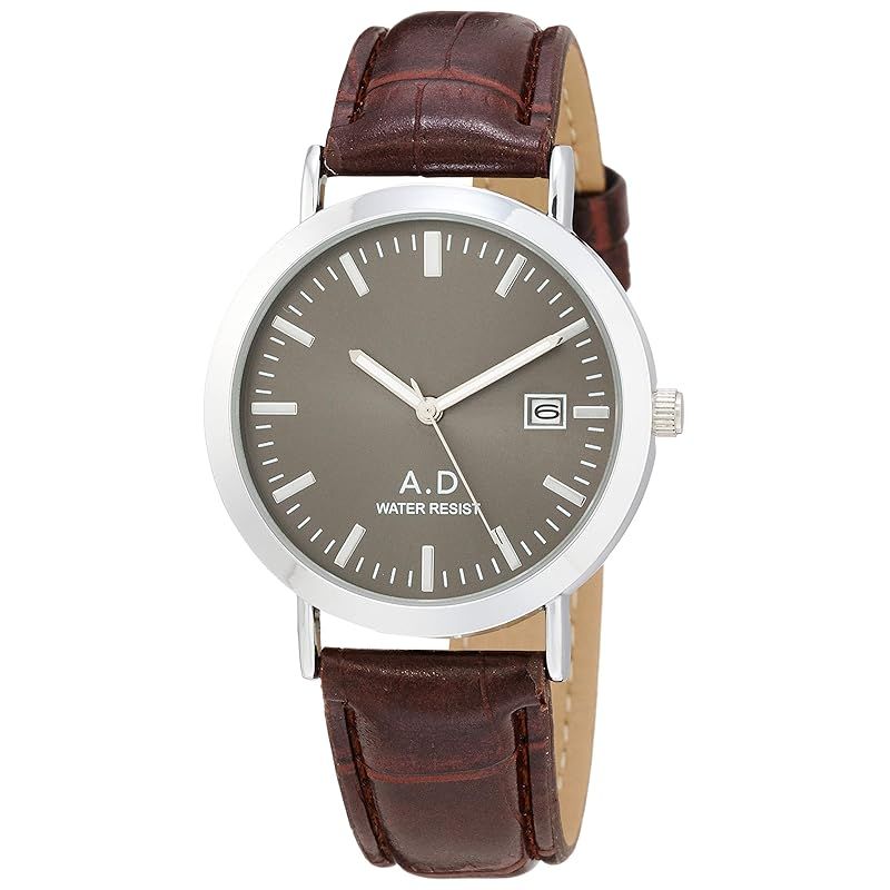 【新品】 [アリアス] 腕時計 アナログ 革バンド 日付 メンズ グレー A48M04