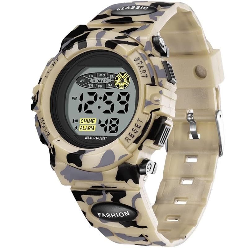 【新品】 findtime デジタル腕時計 ミリタリーウォッチ メンズ ストップウォッチ アラーム 日付表示 シリコンバンド スポーツ/アウトドア/カジュアル 多機能 バックライト 夜光 50メートル防水 迷彩デザイン 防水 軽量 耐衝撃