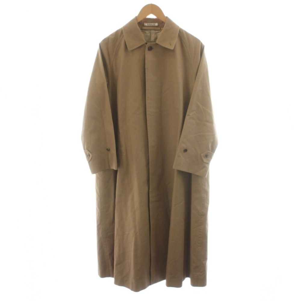 オーラリー AURALEE 20SS COTTON SILK GABARDINE LONG SOUTIEN COLLAR COAT ステンカラーコート ロング丈 裏地チェック コットン シルク混 0 ベージュ A20SC02MS /AN45