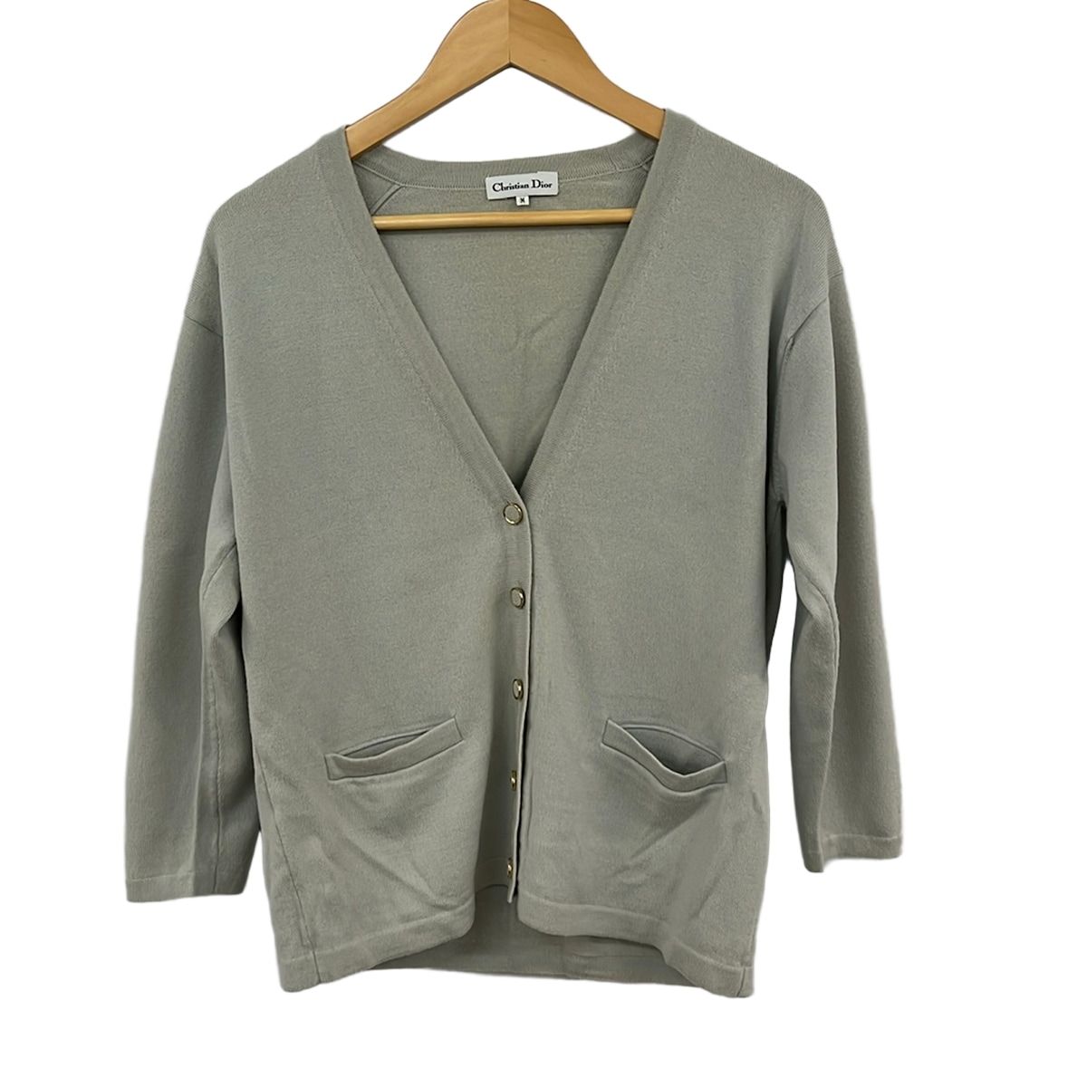 DIOR/ChristianDior(ディオール/クリスチャンディオール) カーディガン サイズM レディース美品 ライトグレー