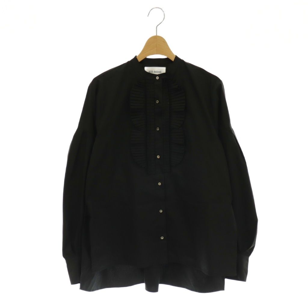 ソワメーム SOI-MeME MARILYN MOON 24AW ドラマティックタックフリルブラウス シャツ ブラック /ES ■OS