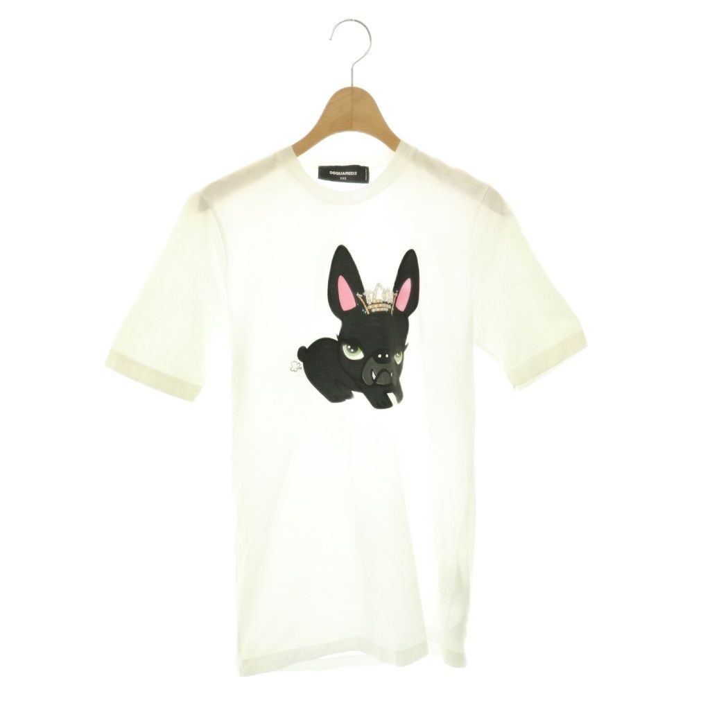 ディースクエアード DSQUARED2 S80GC0039 ブルドッグプリントTシャツ カットソー XXS ホワイト マルチカラー /ES ■OS
