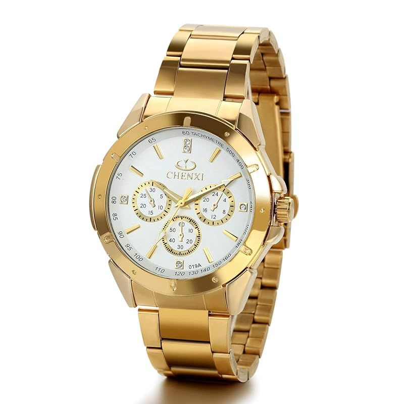 【新品】 JewelryWe 腕時計メンズ 金 人気 ステンレスベルト アナログ ファション ウオッチ gold watch for men ゴールド ホワイト フォーマル ビジネス カジュアル プレゼント最適
