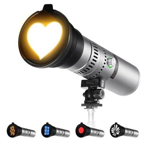 K&F CONCEPT 撮影ライト 撮影用懐中電灯 25W大出力 LEDビデオライト 雲台付き 写真用スポットライト 小型 充電式 フラッシュライト 9000mAh RGB ハンディ型 雰囲気作りライト ピンポイント照明 4色 20ゴボフィル 85ed4535