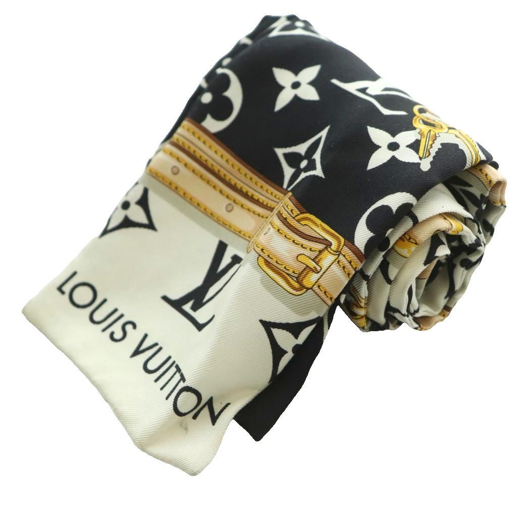ルイヴィトン LOUIS VUITTON バンドー モノグラム コンフィデンシャル スカーフ シルク マルチカラー 紺 ネイビー ベージュ /SS ■OS ■OH