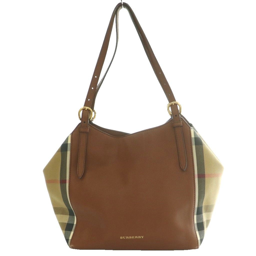 バーバリー BURBERRY カンタベリー トートバッグ サイドチェック ハンド レザー マルチカラー 茶 ブラウン ベージュ /SS ■OS