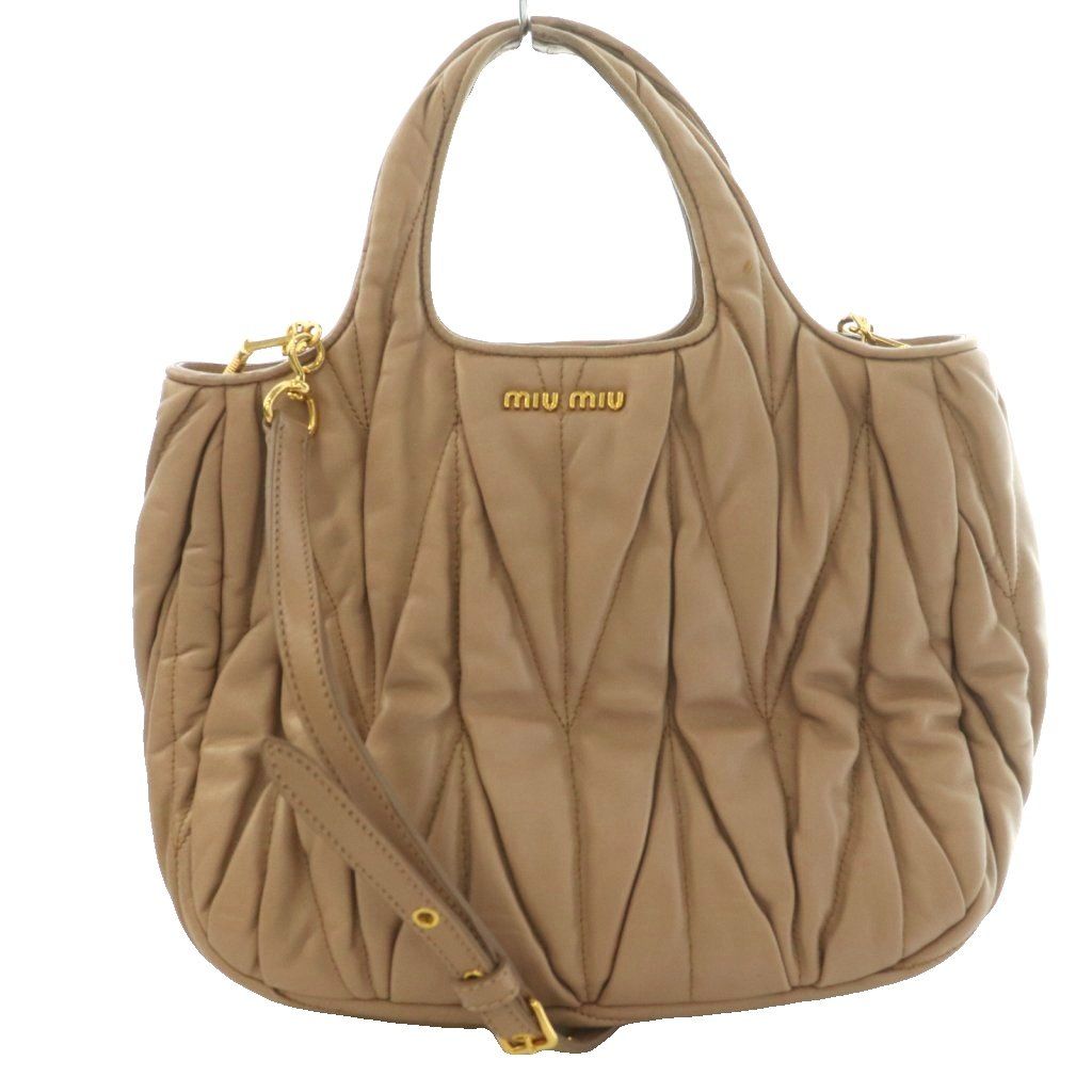 ミュウミュウ miumiu マテラッセ 2WAYバッグ ハンド ショルダー レザー ピンクベージュ /SS ■OS ■OH